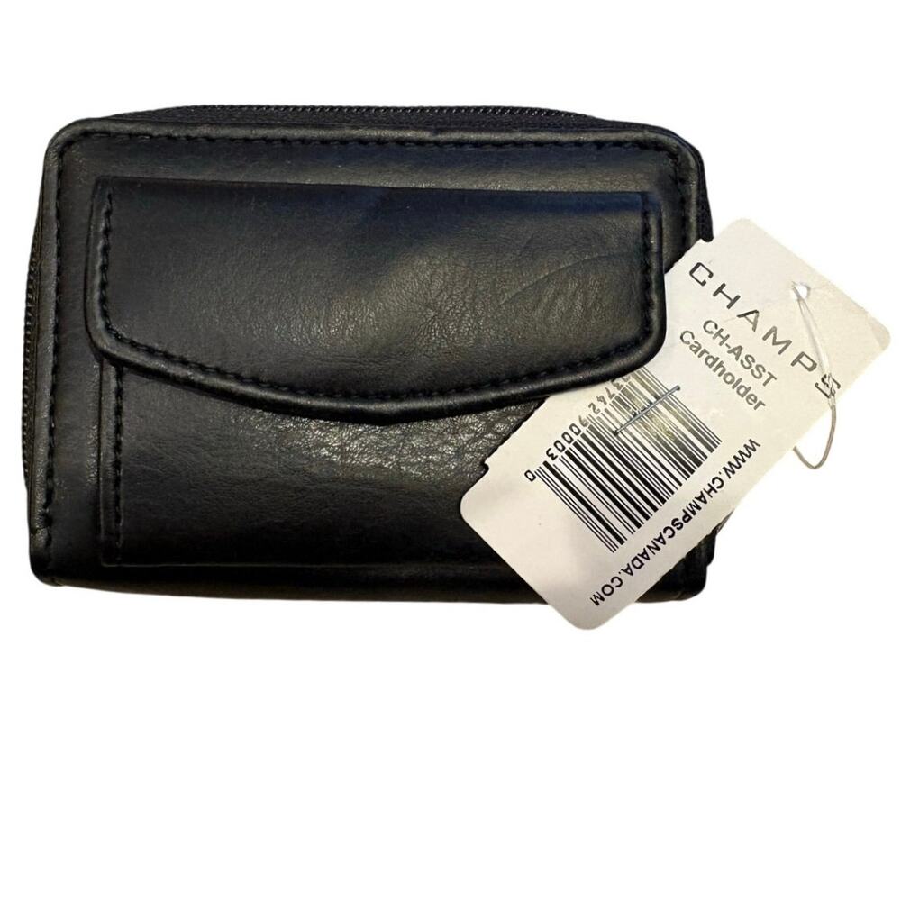 NWT CHAMPS Iconic Collection Snap Cardholder Black 4.5”L x 3”W